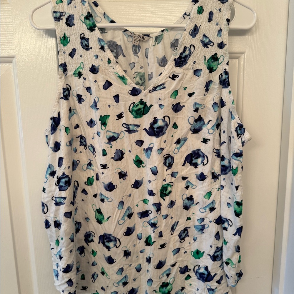 NIC+ZOE Multicolor Teapot Patterned Tank Top